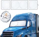 EcoNour Detachable Semi-Truck Sun Shade for Windshield and Side Windows | 500T Polyester for Truck Windshield Maximum Coverage to Block UV/Sun Heat Rays | Best for Semi, Commercial & Big Rig Truck