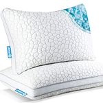 Shredded Memory Foam Pillow with Adjustable Loft - Bed Pillows for Sleeping - Cooling Bamboo Pillow for Side and Back Sleepers Washable Hypoallergenic Removable Derived Rayon Cover Queen Size 2-Pack