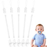 Vicloon Baby Dummy Clips,5 Pcs Dummy Clips for Baby,Spring Dummy Clip Boys Girls, Soother Pacifier Chain Holder Clips BPA Free Baby Dummy Chain for Teether Toy or Soothie (Transparent)