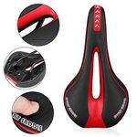 Immoch Comfort Bike Saddle Bicycle seat gel Cycling Saddle with Soft Cushion Ergonomics Design Fit for Road Bike and Mountain Bike (Black+ Red)