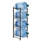 5 Gallon Water Bottle Holder Rack, 4 Tier Water Jug Holder, Heavy Duty Water Cooler Jug Storage Rack, Metal 5 Gallon Water Jug Stand Organizer Shelf for Home Kitchen Office, Black