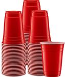 YARIX Plastic Cups- Red Drinking Cups-Red Cups 50 Pcs (12 Oz) Eco-Friendly Disposable Cups. Reusable Cups- BPA Free- Recyclable-Ideal for Xmas, Weddings, Birthdays, Dinner, Lunch and Party Cups.