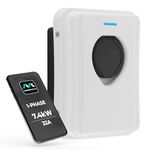 Masterplug Smart EV Home Wall Charger for Type 2 Electric and Plug-In Hybrid Vehicles, Socketed, Mode 3, Auto-Lock, Solar Charging, Single Phase, Wi-Fi, White, IP65, 7.4kW, 32A, EVCM3SS7W-MP
