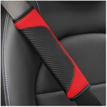 Osilly 2PCS Car Seat Belt Cover, Carbon Fiber Seatbelt Shoulder Protection, Soft Car Seat Belt Strap Cushion Protect Your Neck and Shoulder, Car Accessories Seat Belt Pad for Car Truck (Red)