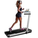 2 in 1 Folding Treadmill, FLYLINKTECH Home Quiet Treadmill with Bluetooth Control, Wide Running Belt, Transport Wheels, 14 km/h, 12 Exercise Modes, LCD Display (Two-year warranty)