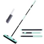 DALIPER Rubber Broom Pet Hair Remover with Squeegee, 52.3 Inches Long Handle Fur Sweeper with Small Detailing Lint Brush to Fluff Carpet Rug Tile Hardwood Floor