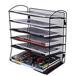 EasyPAG Mesh Desk File Organizer Tray 6-Tier Desktop File Folder Holder Screwless Assembly Mail Paper Sorter Document Letter Organization Storage Accessories for Office Home School Classroom, Black