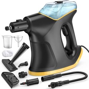 Heavy Duty Steam Cleaner with Continuous Spray & Safety Lock, Multipurpose Handheld Steamer for Home Use, 10S Fast Heating Steamer with 9PC Accessories for Car Kitchen Shower Grout Upholstery (Black)