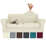 MAXIJIN 3 Piece Couch Covers for 2 Cushion Couch Sofa Cover, Stretch Loveseat Sofa Slipcovers for Sofas with 2 Large Cushions, Thick Dogs Pet Furniture Covers (Oversized Loveseat, Beige)