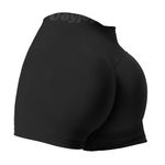 VOYJOY Women Workout Shorts 3.6" Scrunch Butt Lifting Gym Shorts Seamless Yoga Biker Shorts, Black Solid, Medium