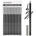 12PCS Erinde Black Eyeliner Pencil Set, 2 in 1 Soft Eyeliner pencil & Eyeshadow pencil Waterproof Natural Matte Hypoallergenic Eyeliners Black Makeup Pencils, Easy to Color, Long Lasting, Ideal GIFT