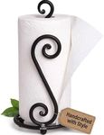 Fancy Paper Towel Holder Stand | Black Stylish Wrought Iron | Classic Decorative Countertop Authentic Rod Metal Hand Forged Stand Up Holder | Handmade Crafted by RTZEN-Décor