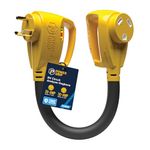 Camco Power Grip RV 30-Amp Circuit Analyzer Dogbone - Features Integrated Surge Protection & Fault Indication - 18", 30-Amp Male to 30-Amp Female RV Electrical Adapter, 125V/3750W (55463)