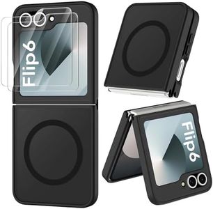 ORETECH Magnetic Shockproof for Samsung Galaxy Z Flip 7 FE/Z Flip 6 Case with [2X Screen Protectors] Compatible with MagSafe, Translucent Anti-Scratch Flexible TPU Bumper Hard PC Back Case-Black