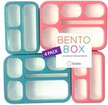 Bento Lunch Boxes and Snack Containers Value Pack | Leakproof Meal Prep Portion Containers for Kids, Adults, School Travel Lunches | BPA Free Boxes | Accessories, Blue + Pink Large+ Mini 4 Pack