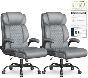 Office Chair-Executive High Back Breathable Comfy Desk Chair with Flip-up Armrests Lumbar Support-Ergonomic Leather Rolling Swivel Chair with Rock Function for Working,2 Pack