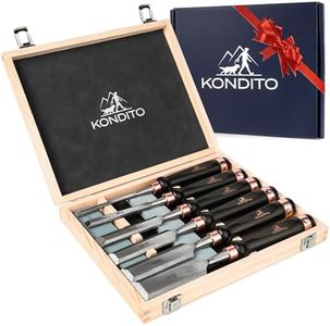 KONDITO Professional Wood Chisel Set – Complete Chisel Kit with 6 CRV60 Steel Blades (6–38mm), 2 Sharpening Stones & Hardwood Case – Wood Carving Chisels for Joinery, Sculpting & Woodworking Tools