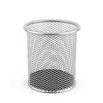 D.RECT Metal Pen Holder Round Wire Metal Mesh Multifunctional Cup for Ballpoint Pen Diameter 91 mm Silver Silver Colours, 110484