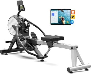 pooboo Rowing Machines for Home, Dual Wind & Magnetic Resistance, Foldable Row Machine 400 LB Weight Capacity, 14 Levels Resistance Quiet Rowers for at Home Exercise, App Supported (Black)