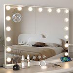 Makeup Mirror, Hollywood Vanity Mirror with Lights Large 70 x55cm, 10X Magnifying, 14-LED Bulbs Smart Touch 3 Color Modes & Brightness Adjustable, Desk Stand Up/Wall Mounted, Lighted Mirror 1794UK