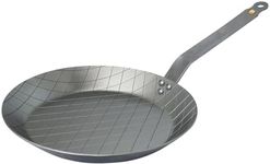 de Buyer 5616.24 Mineral B Round Carbon Steel Steak Fry Pan 9.5-Inch Metallic Small