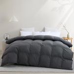 L LOVSOUL Queen Comforter,Goose Down Comforter All Season Duvet Insert with Corner Tabs,Grey Comforter 100% Egyptian Cotton 1200 Thread Count 700+Fill Power(90x90inches)