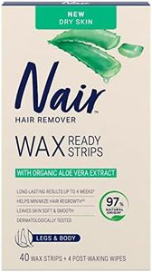 Nair Hair Removal Wax Strips Ready-to-use With Soothing Aloe Vera for dry skin, Made With 97% Natural Ingredients, 40 Count Wax Strips