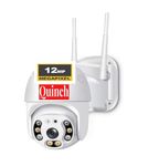 QUINCH 12MP HD Wireless WiFi Outdoor PTZ Security Camera with Full-Color Night Vision Two-Way Audio Cloud Storage ALART SIRAN Motion Detection Available