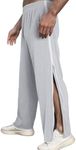 FEOYA Full Zipper Open Off Athletic Pants for Men Tear Away Knee/Leg Post Surgery Pants Basketball Sweatpants Light Grey