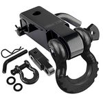 AUTOBOTS Tow Hitch Receiver 2", 35,000 Lbs Break Strength Heavy Duty Receiver with 5/8" Screw Pin, 3/4 Shackle, Towing Accessories for Vehicle Recovery Off-Road Black&Black