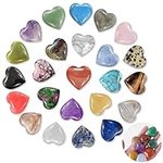 DALAETUS 24pcs Healing Crystals Heart Stones, Love Heart Natural Gemstones for Lover, Valentine's Day, Multi Polished Pocket Stone for Stress Relief Reiki Chakra Healing, Meditation, Balancing Yoga