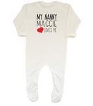 Shopagift Baby Personalised Any Name My Nanny Loves Me Sleepsuit Romper White