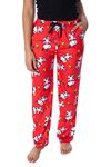 INTIMO Peanuts Women's Snoopy and Woodstock Allover Print Smooth Touch Fleece Sleep Bottoms Lounge Pajama Pants (Medium)