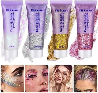 Gel Paillettes Visage, 4 Pcs Paillettes Visage Festival Maquillage Paillette Visage Paillettes Corps Gel Paillette Cheveux Glitter Makeup Colle Paillette Visage Paillette Corps pour Fête Noël Pâques