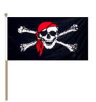 Pirate Bandana Large Hand Waving Flag With Wooden Pole 18" x 12" - Pirate Skull - FlagSuperstore