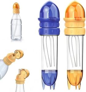 Water Bottle Spout Conversion Cap with Straw, Spill Proof Water Bottle Twist Cover Cap, Adapter for Plastic Bottles, Reusable Liquid Caps Straw Lid, Universal Soda Can Lids Spouts (Orange + Blue)