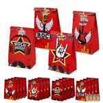 APINWIN Rock And Roll Party Treats Goodie Bags 16 Pcs with Rock Star Stickers 20 Pcs, Born To Rock N Roll Candy Gift Bags, Music Theme Birthday Baby Shower Bachelorette Diaper Party Goody Bags