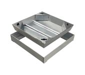 NATOTELA Recessed Manhole Cover and Frame Overall Size 300x300mm Stainless Steel Inspection Chamber Cover Square Embedded Manhole Lid Invisible Decorated Silvery for Patios Garden School Courtyards