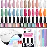 Gel Nail Polish Starter Kit, Phoenixy 12 Colours Soak Off Gel Nail Polish Set with Nail Lamp 8ml Gel Nail Kit Gift Set for Women