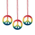 Lot of 48 Rainbow Peace Sign Necklaces Retro 60s 70s Hippie Party Favors