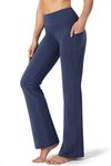 28"/30"/32"/34" Inseam Women's Bootcut Yoga Pants Long Bootleg High-Waisted Flare Pants with Pockets, Blue, Large/28" Inseam