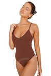 SIGHTBOMB V NECK BODYSUIT SHAPEWEAR FOR WOMEN (S, CHOCOLATE)