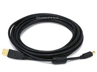 Monoprice 15-Feet USB 2.0 A Male to Mini-B 5pin Male 28/24AWG Cable with Ferrite Core (Gold Plated) (105450)