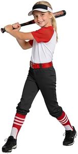 MIVEI 2T - 16Y Girls' Softball Pants - Youth Boys Toddler Baseball Pants Kids Tball Fastpitch Pants with Pocket Belt Loop Black