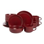 10 Strawberry Street Wazee Matte 16 Pc Coupe Dinnerware Set, Red