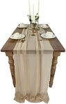 BTF Home Chiffon Table Runner: 10ft Romantic Wedding Runner Sheer Bridal Party Decorations (29 x 120 inch, Beige)