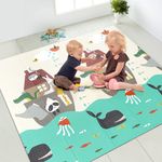 OSLINE Baby Play Mats for Floor,Newborn Foldable Foam Playmat,Baby Crawling Mat,Large Baby Soft Play Mats for Floor From Birth,Waterproof Double-Sided Play Mat for Toddlers(197×177×1.5cm）