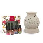 EKAM White Electric Oil Warmer with 4pc of Fragrance Oils (10 ML Each) | Ideal for Home, Office, Spa, Gifting & Aromatherapy