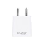 Branko 2.4Amp, Fast Charging Single USB Port, Smart Phone Charger with 1 Meter Cable for All Smartphone & Android Devices (White Color)