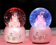 Musical Snow Globe Novelty Rotating Music Box Light Up Automatic Snowfall Globe Desktop Ornament for Birthday Christmas New Year Party Festival Gifts